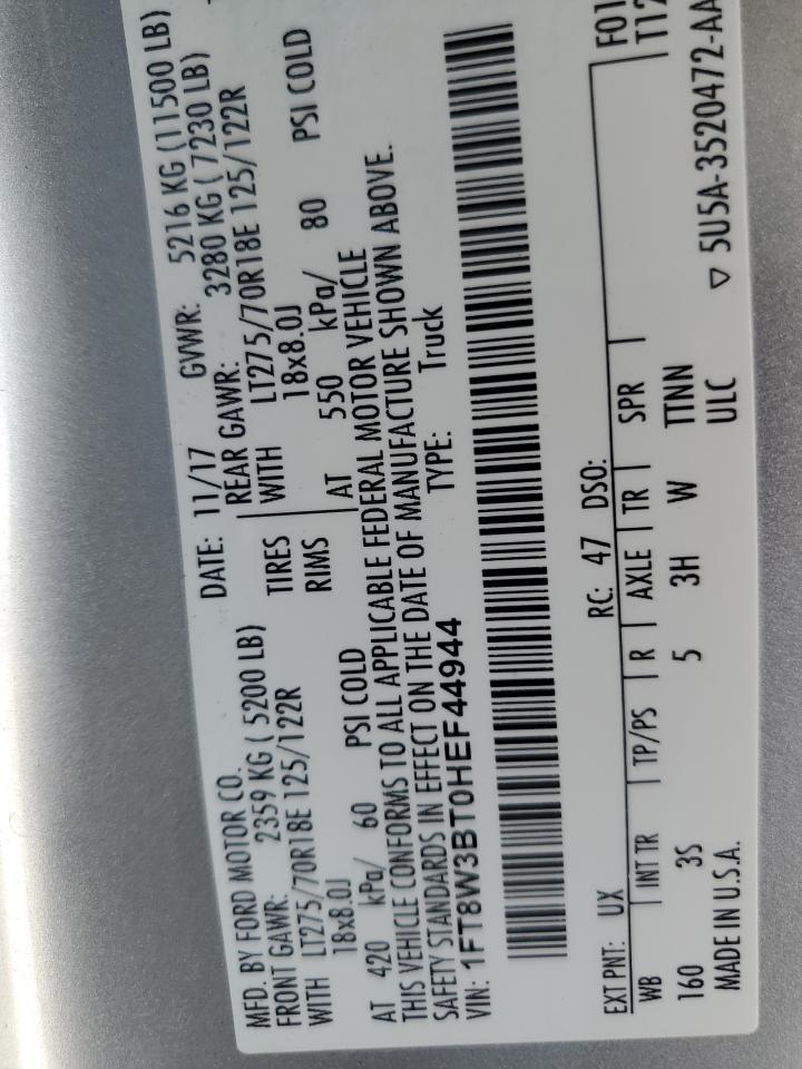 2017 Ford F350 Super Duty VIN: 1FT8W3BT0HEF44944 Lot: 64258165