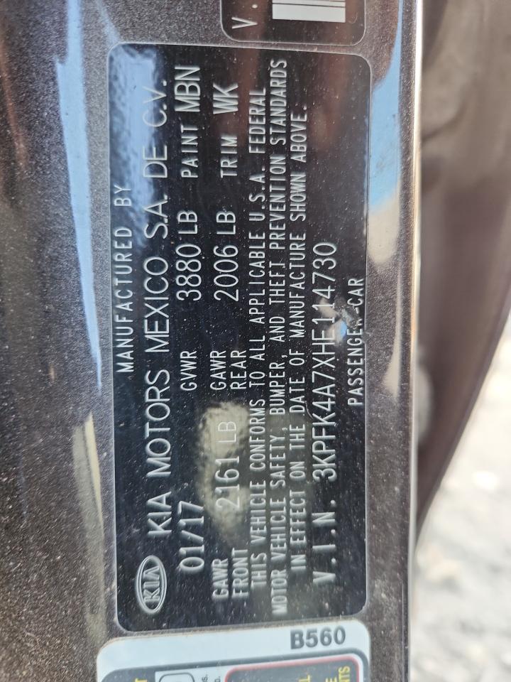 2017 Kia Forte Lx VIN: 3KPFK4A7XHE114730 Lot: 64950405