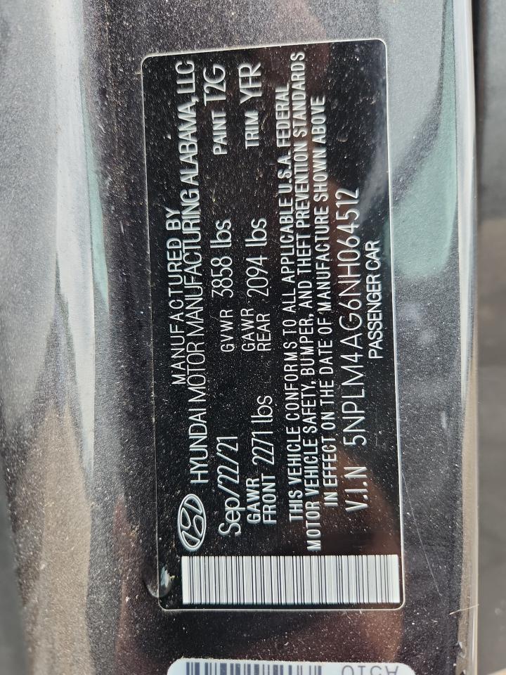 2022 Hyundai Elantra Sel VIN: 5NPLM4AG6NH064512 Lot: 64958725