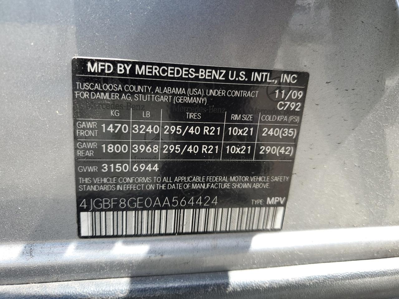 2010 Mercedes-Benz Gl 550 4Matic VIN: 4JGBF8GE0AA564424 Lot: 64009815