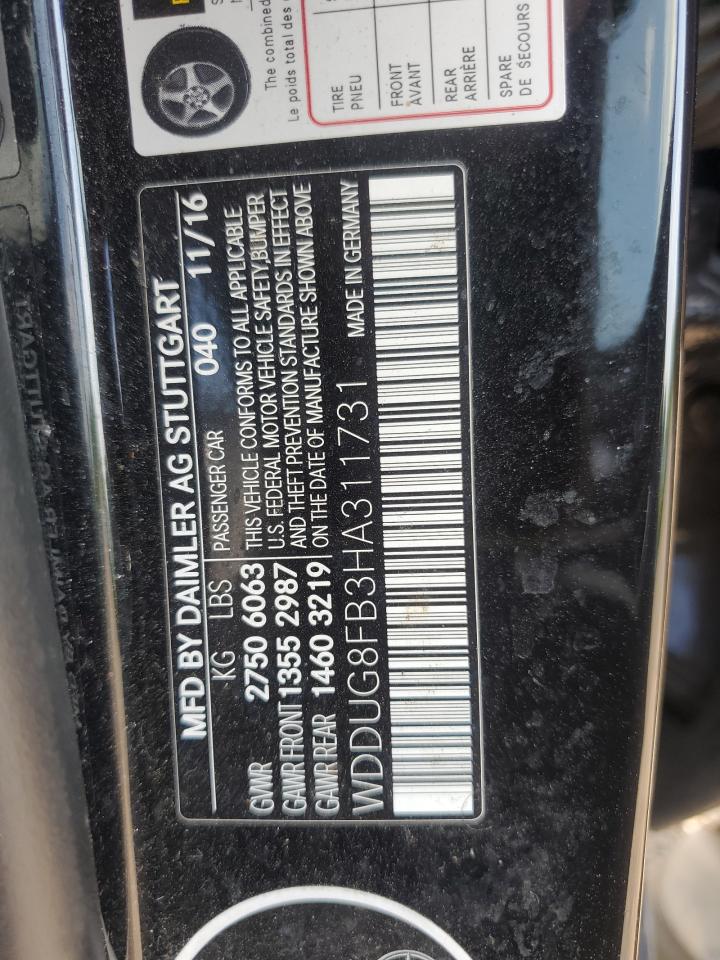 2017 Mercedes-Benz S 550 4Matic VIN: WDDUG8FB3HA311731 Lot: 64508305
