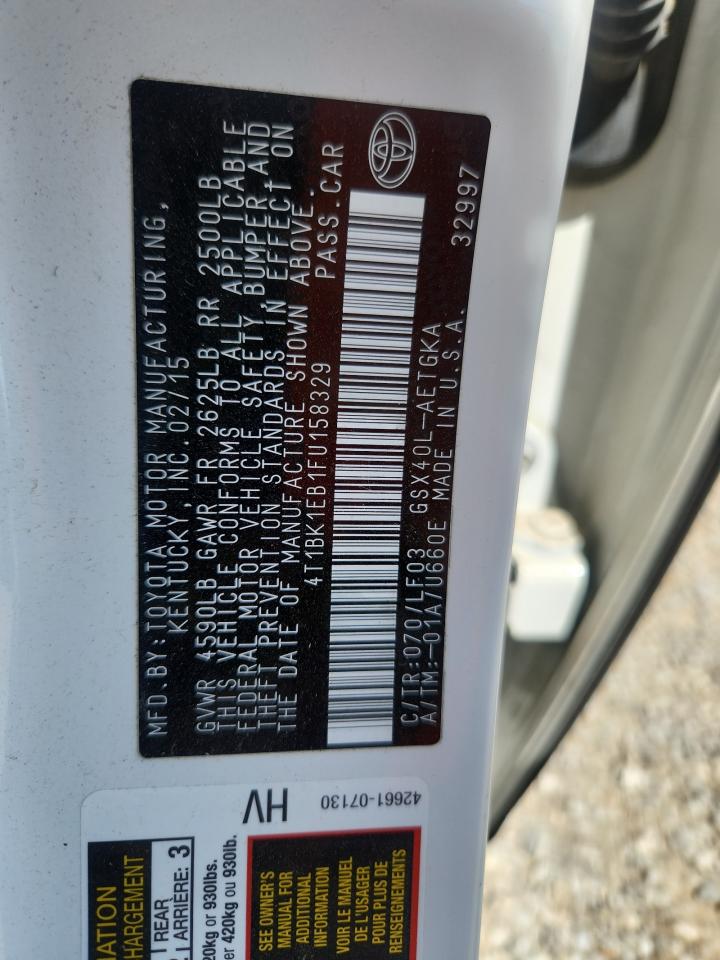 2015 Toyota Avalon Xle VIN: 4T1BK1EB1FU158329 Lot: 65607615