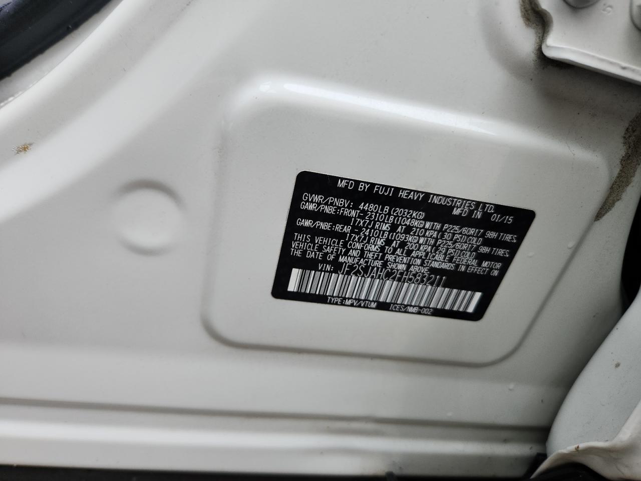 2015 Subaru Forester 2.5I Limited VIN: JF2SJAHC2FH583211 Lot: 64428665