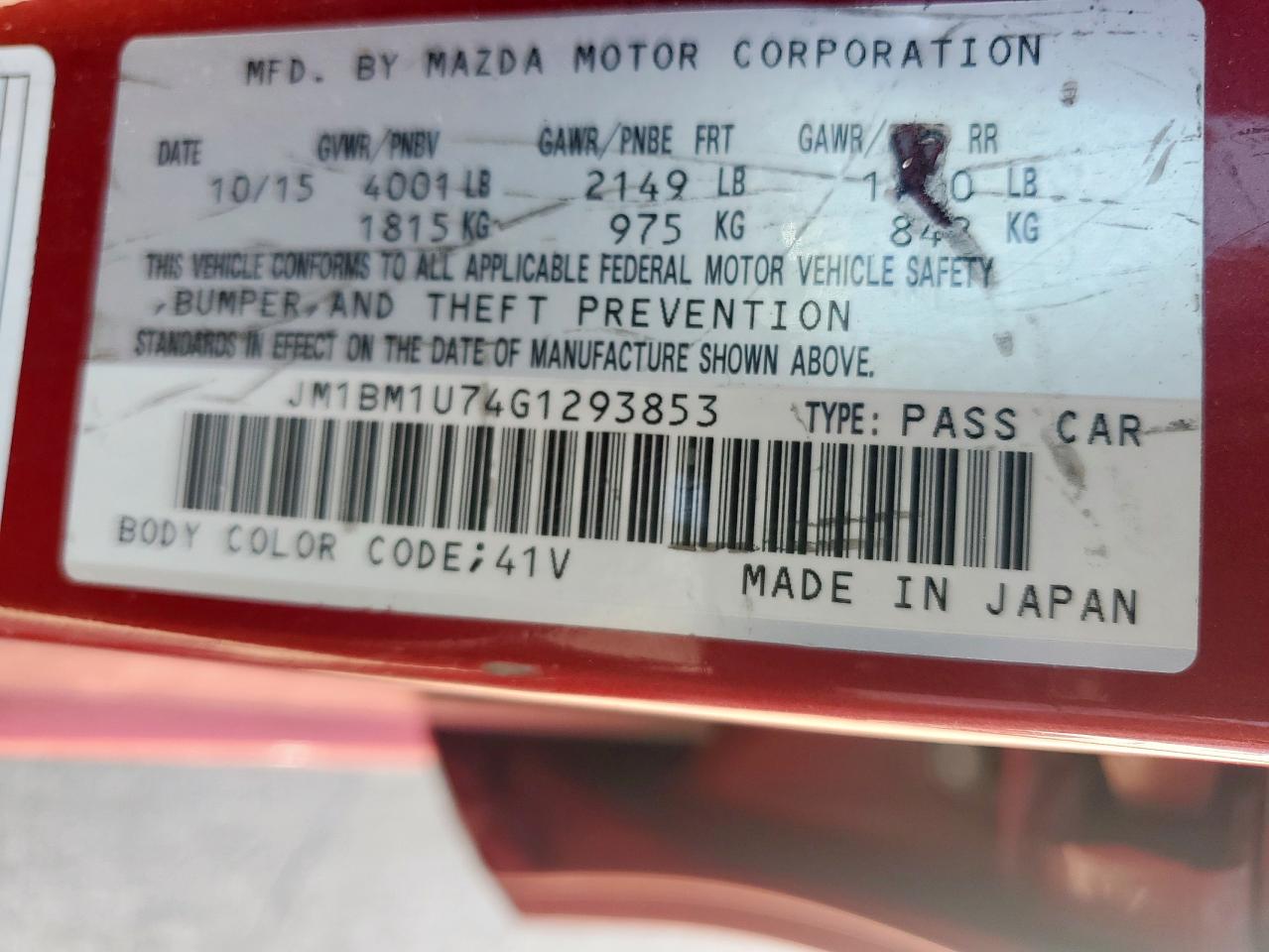 2016 Mazda 3 Sport VIN: JM1BM1U74G1293853 Lot: 67040625