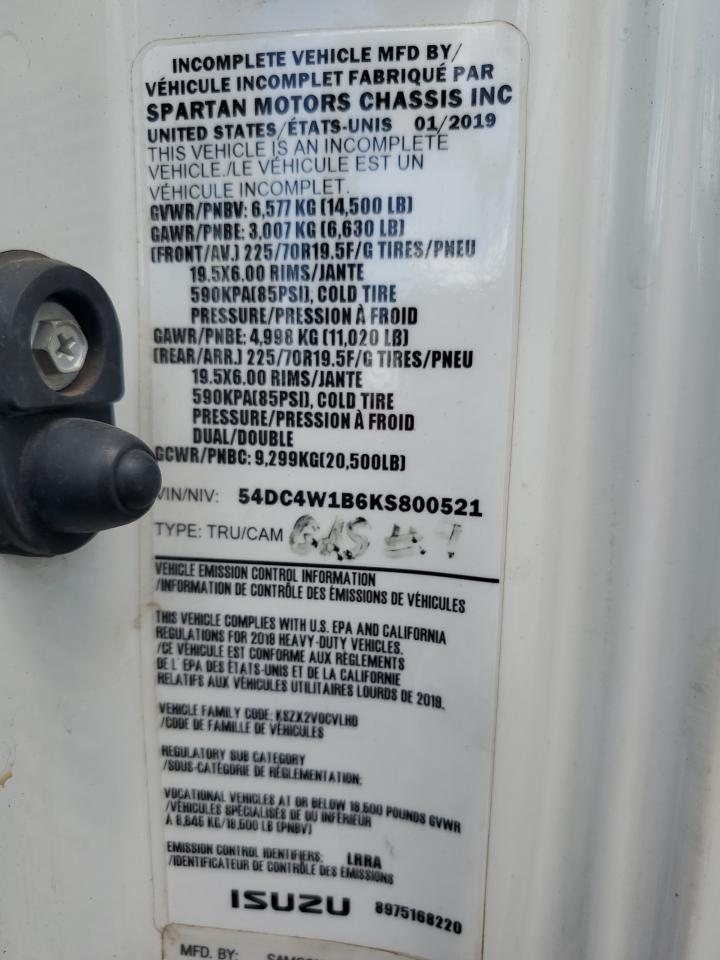 2019 Isuzu Npr Hd VIN: 54DC4W1B6KS800521 Lot: 66547185