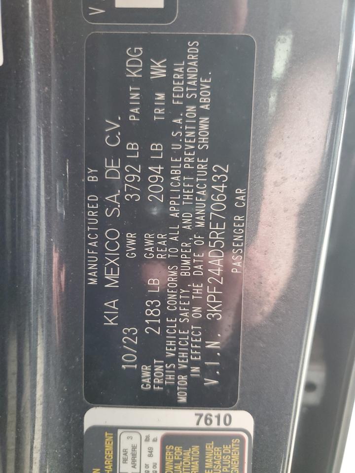 2024 Kia Forte Lx VIN: 3KPF24AD5RE706432 Lot: 65447625