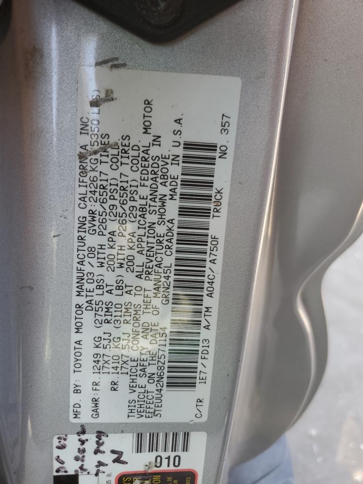 2008 Toyota Tacoma Access Cab VIN: 5TEUU42N68Z571154 Lot: 65290075