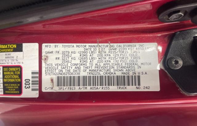 2008 TOYOTA TACOMA ACCESS CAB