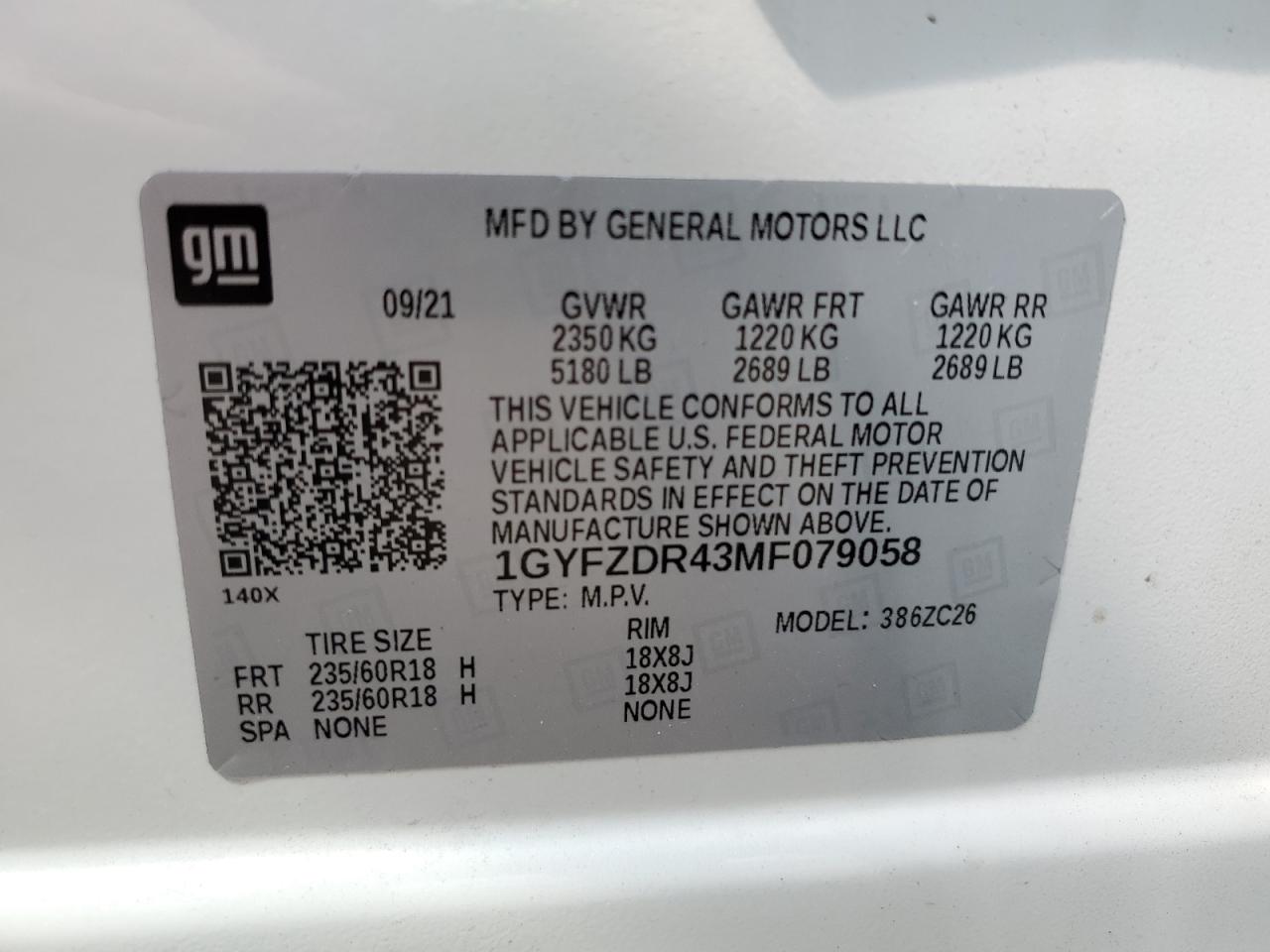 2021 Cadillac Xt4 Premium Luxury VIN: 1GYFZDR43MF079058 Lot: 63764165