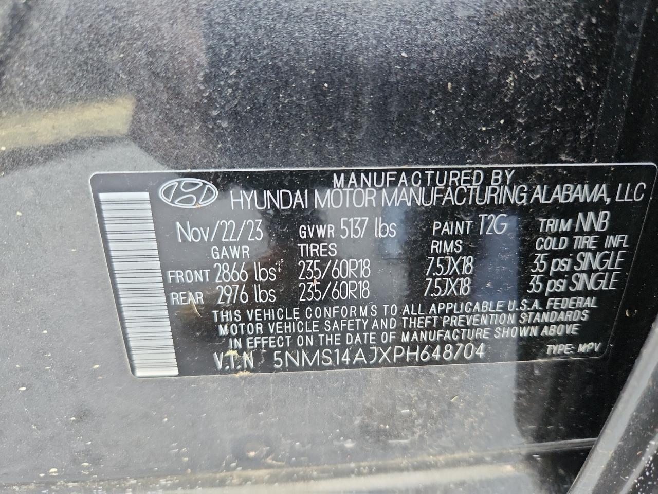 2023 Hyundai Santa Fe Se VIN: 5NMS14AJXPH648704 Lot: 61861715