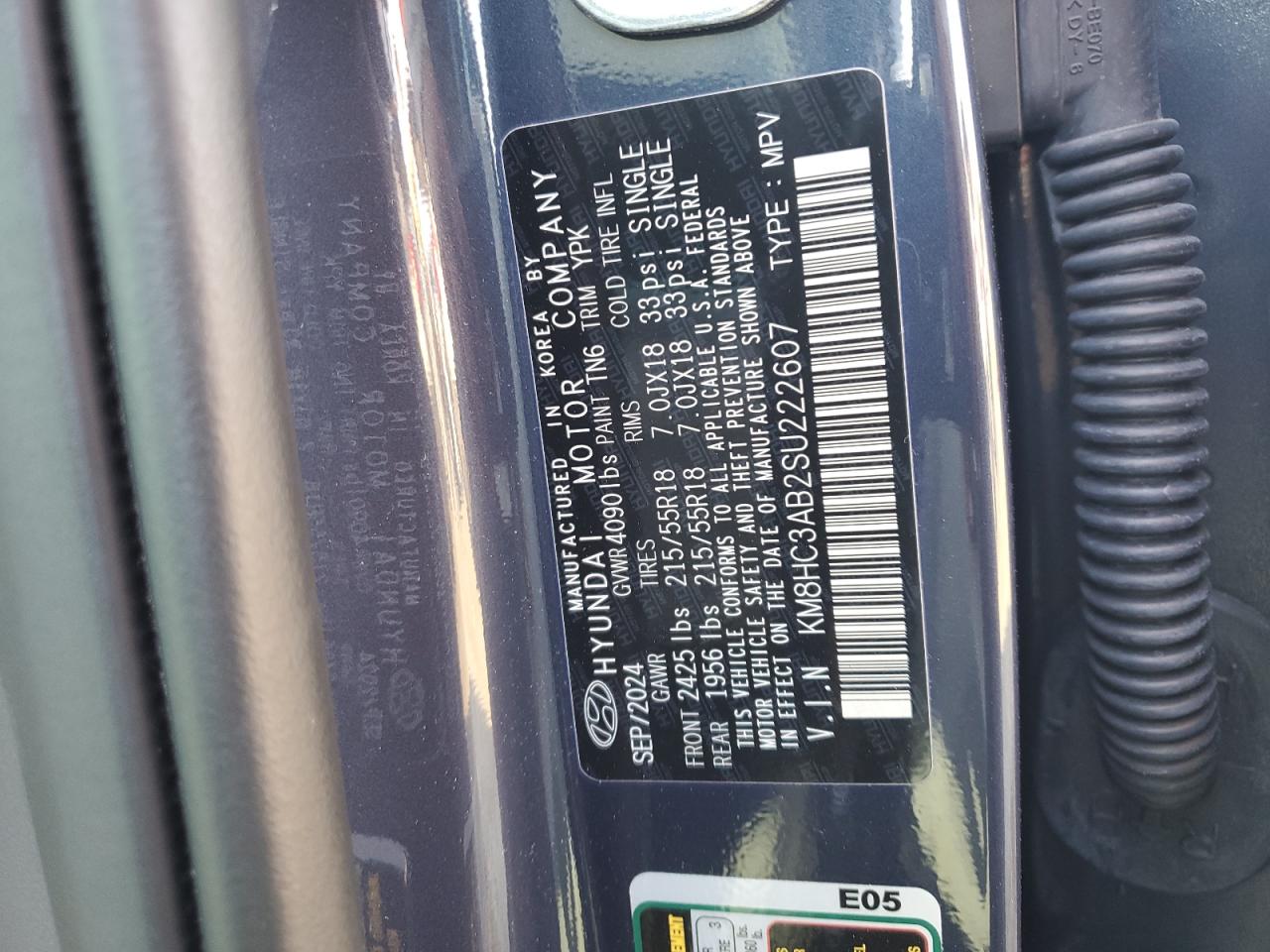 2025 Hyundai Kona Sel VIN: KM8HC3AB2SU222607 Lot: 64333195