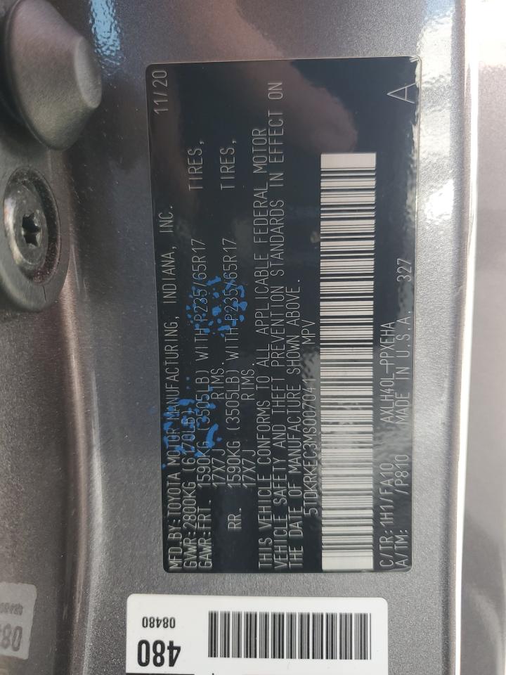 2021 Toyota Sienna Le VIN: 5TDKRKEC3MS007041 Lot: 66132635