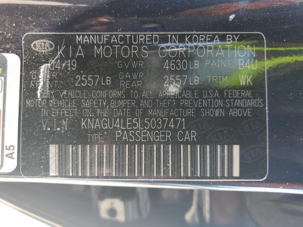 2020 Kia Optima Hybrid Ex VIN: KNAGU4LE5L5037471 Lot: 64437975