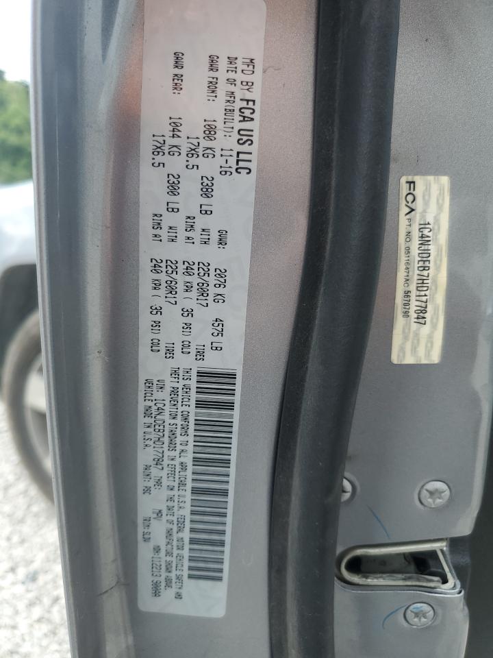 2017 Jeep Compass Latitude VIN: 1C4NJDEB7HD177847 Lot: 66389965