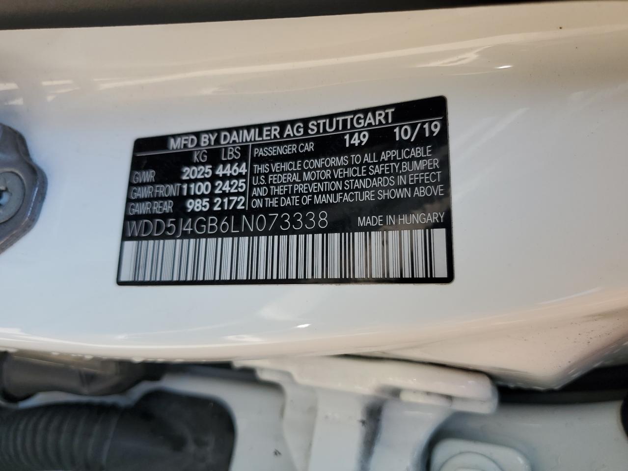 2020 Mercedes-Benz Cla 250 VIN: WDD5J4GB6LN073338 Lot: 65197305