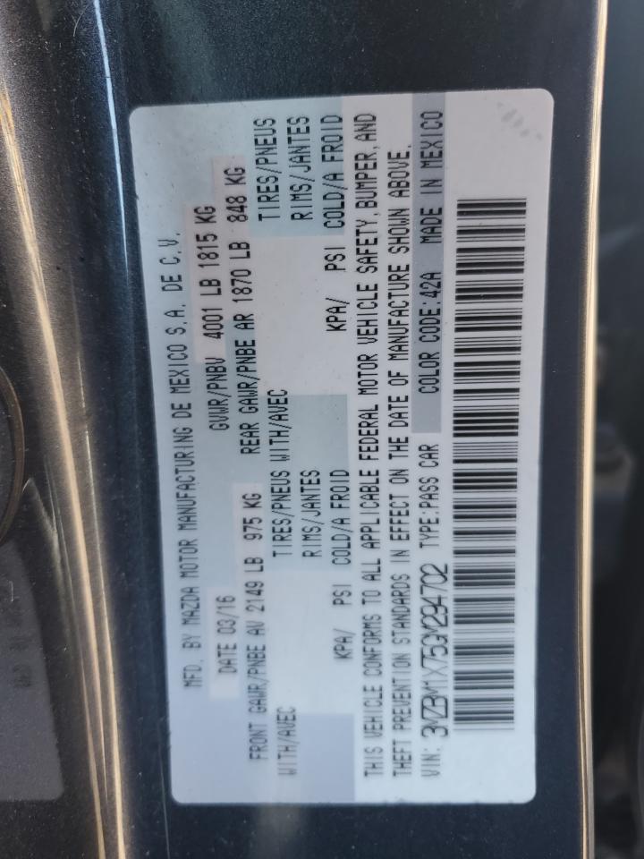 2016 Mazda 3 Grand Touring VIN: 3MZBM1X75GM294702 Lot: 66334735