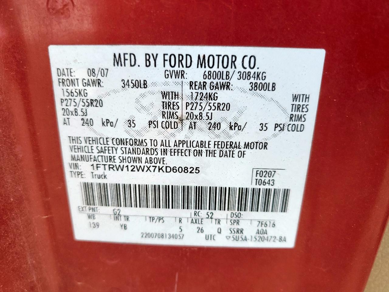 2005 Ford F150 Supercrew VIN: 1FTRW12W35KC15168 Lot: 64782745