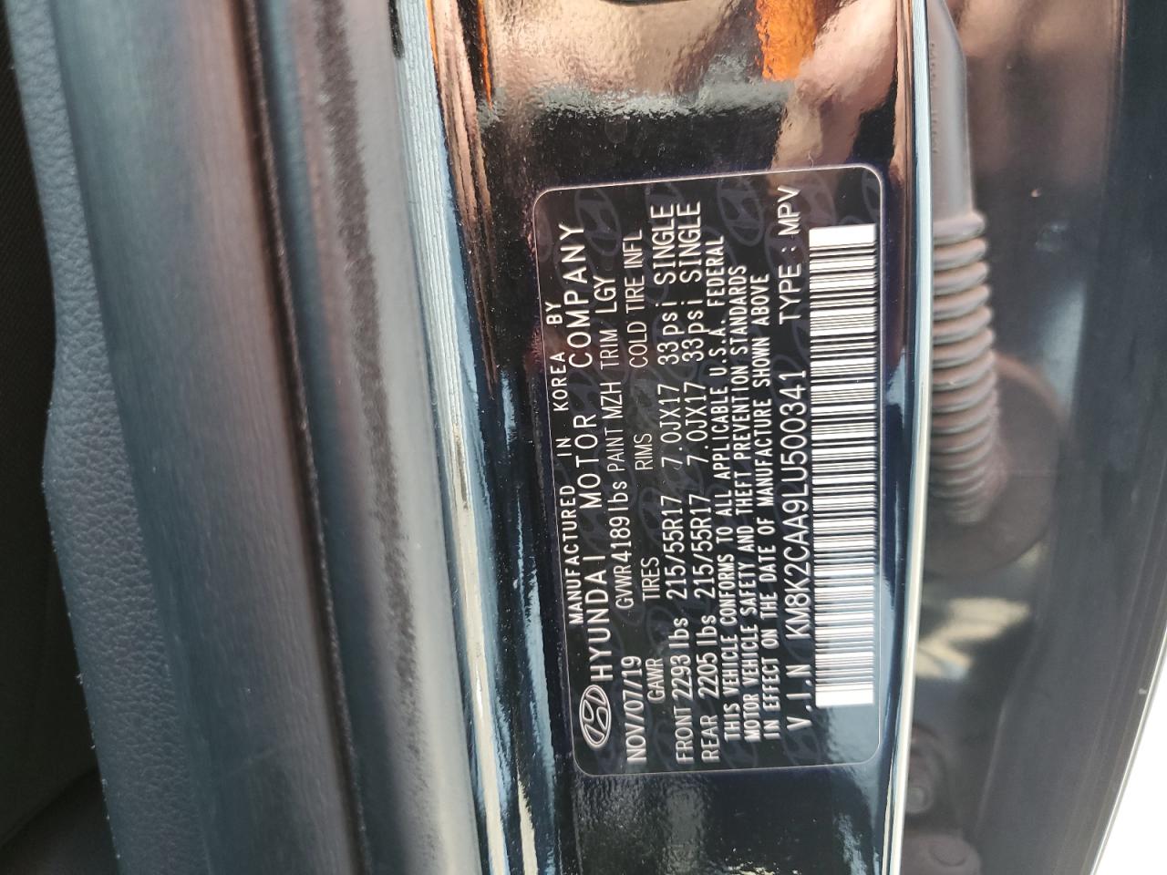 2020 Hyundai Kona Sel VIN: KM8K2CAA9LU500341 Lot: 64633395