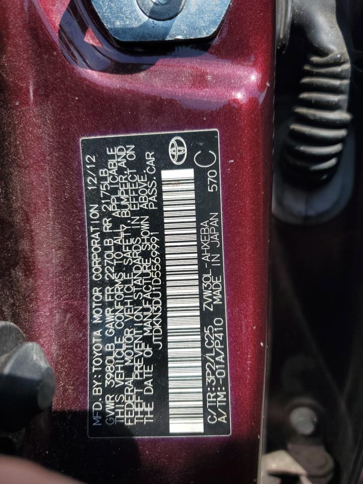 2013 Toyota Prius VIN: JTDKN3DU1D5569991 Lot: 63935165