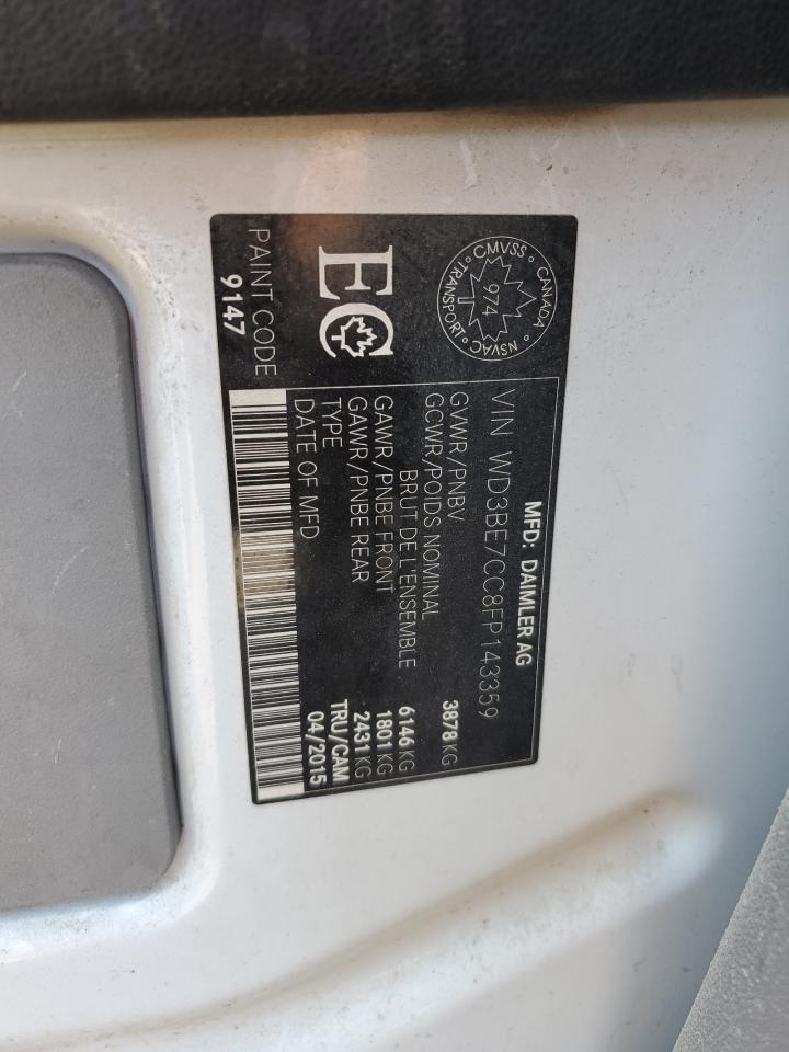 2015 Mercedes-Benz Sprinter 2500 VIN: WD3BE7CC8FP143359 Lot: 64487255