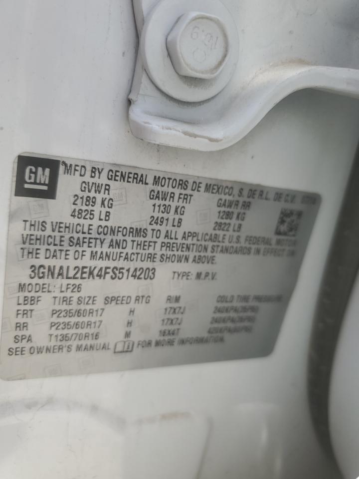 2015 Chevrolet Captiva Ls VIN: 3GNAL2EK4FS514203 Lot: 64622155