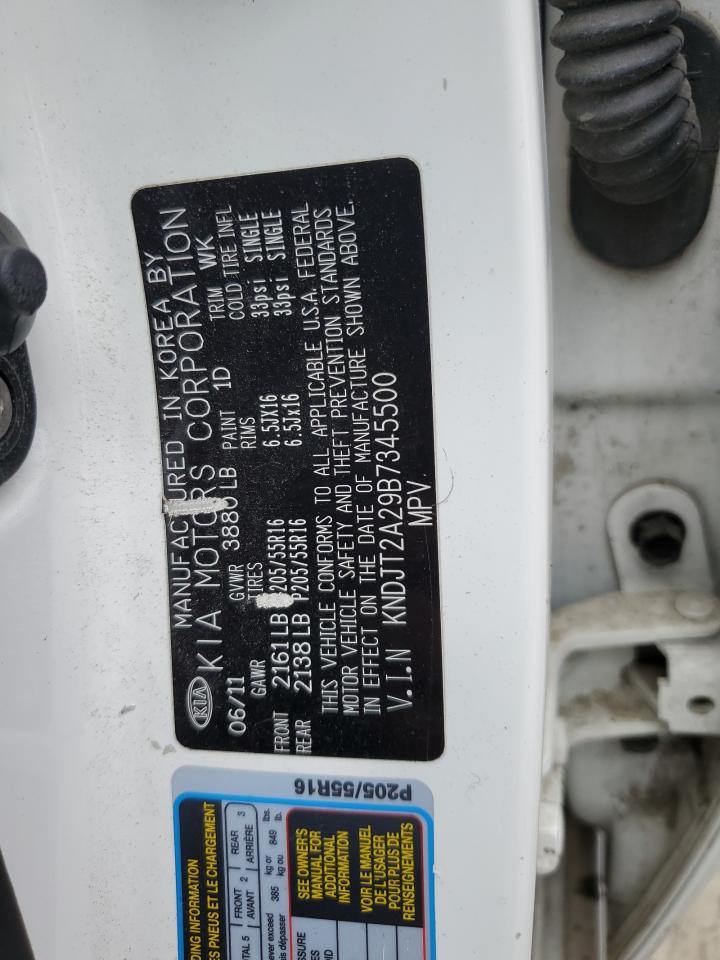 2011 Kia Soul + VIN: KNDJT2A29B7345500 Lot: 62732235