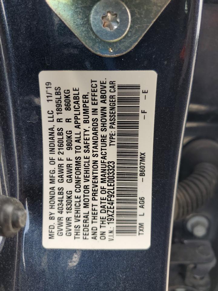 2020 Honda Insight Touring VIN: 19XZE4F92LE003323 Lot: 65388815