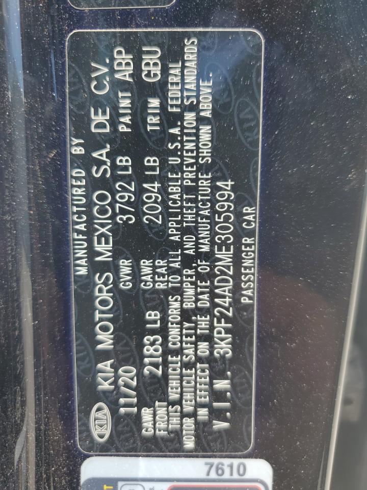 2021 Kia Forte Fe VIN: 3KPF24AD2ME305994 Lot: 64379605