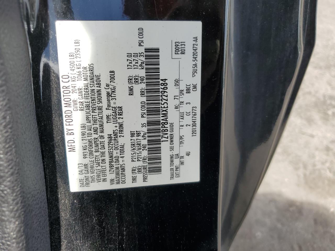 2014 Ford Mustang VIN: 1ZVBP8AMXE5229684 Lot: 65384065