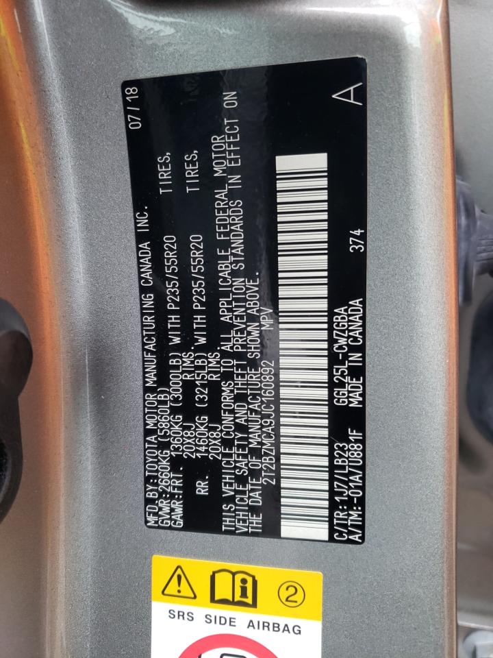 2018 Lexus Rx 350 Base VIN: 2T2BZMCA9JC160892 Lot: 63930845