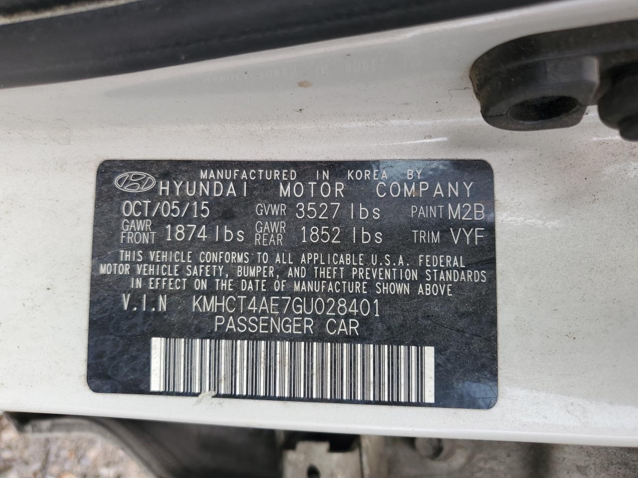 2016 Hyundai Accent Se VIN: KMHCT4AE7GU028401 Lot: 65259805