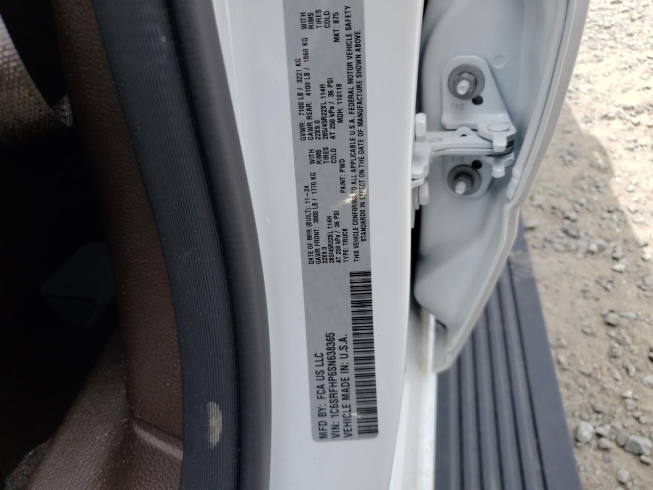 2025 Ram 1500 Limited VIN: 1C6SRFHP6SN638365 Lot: 64762775