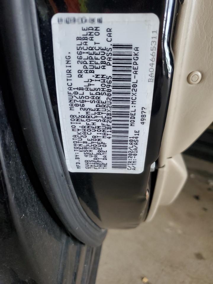 2002 Toyota Avalon Xl VIN: 4T1BF28BX2U200965 Lot: 63197975