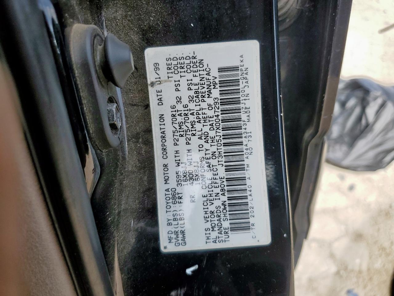 1999 Toyota Land Cruiser VIN: JT3HT05J7X0047293 Lot: 60870585
