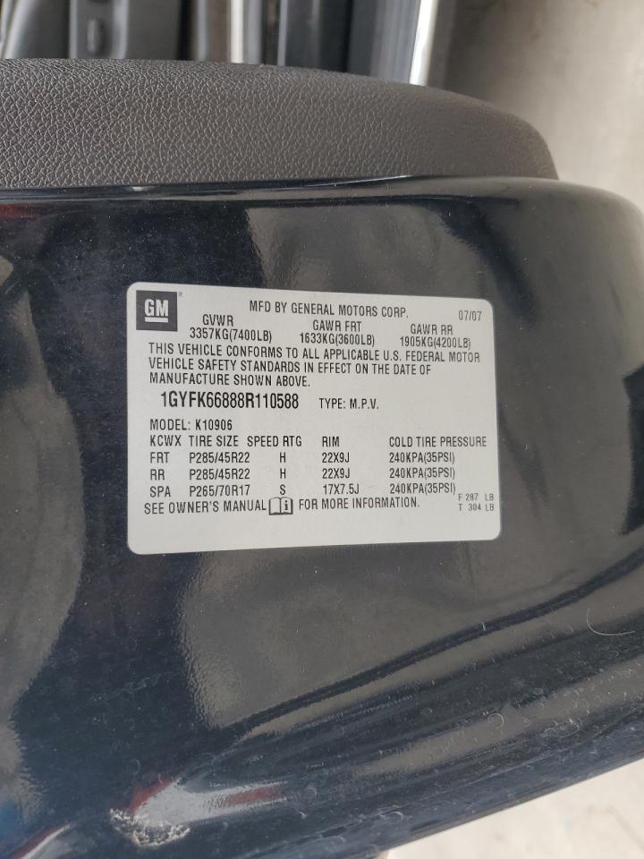 2008 Cadillac Escalade Esv VIN: 1GYFK66888R110588 Lot: 64283155