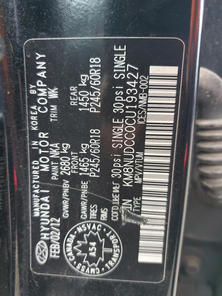 2012 Hyundai Veracruz Gls VIN: KM8NUDCC0CU193427 Lot: 63315665