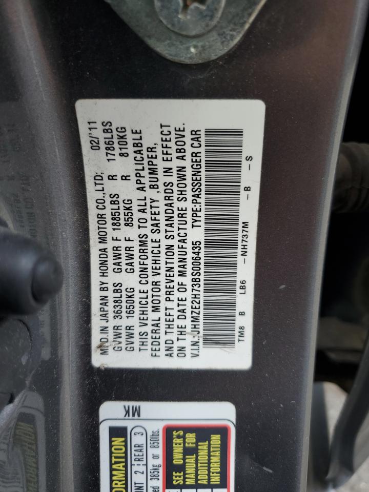 2011 Honda Insight Ex VIN: JHMZE2H73BS006435 Lot: 63185905
