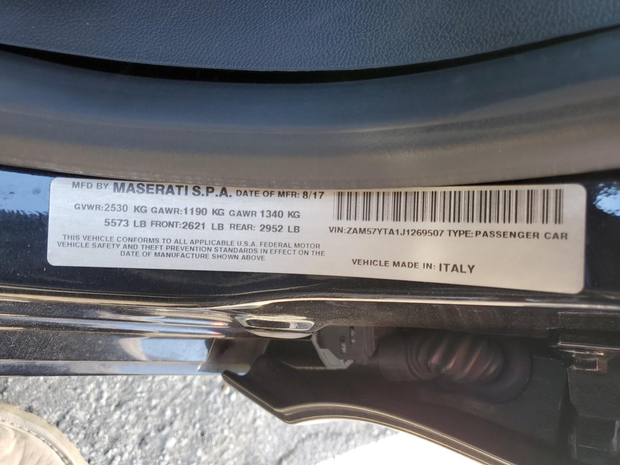 2018 Maserati Ghibli S VIN: ZAM57YTA1J1269507 Lot: 64323655