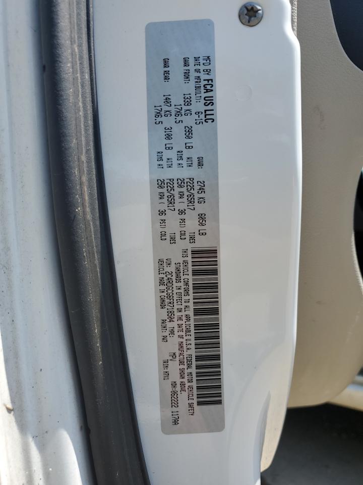 2015 Dodge Grand Caravan Sxt VIN: 2C4RDGCG6FR718504 Lot: 62667165