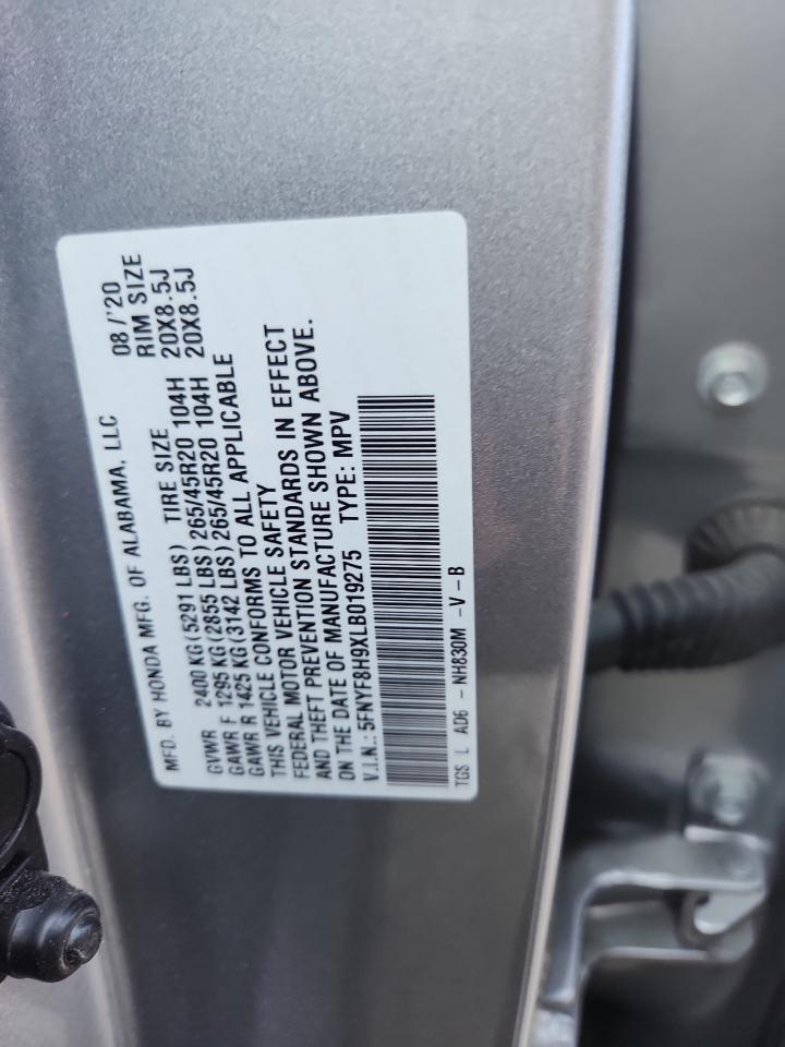 2020 Honda Passport Touring VIN: 5FNYF8H9XLB019275 Lot: 63085665
