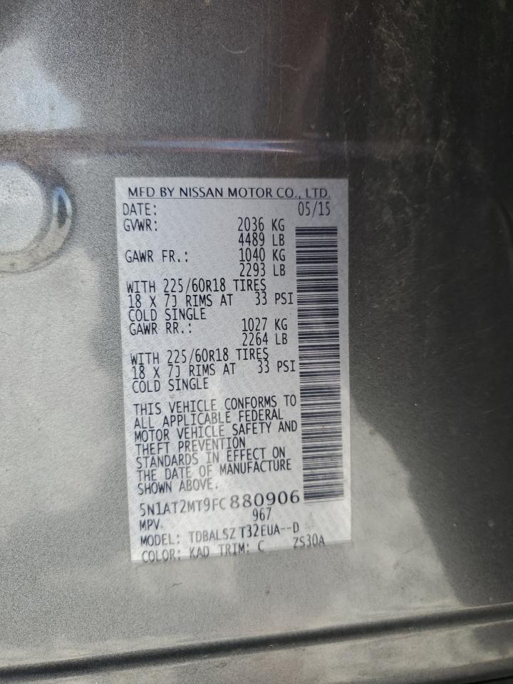 2015 Nissan Rogue S VIN: 5N1AT2MT9FC880906 Lot: 64718435