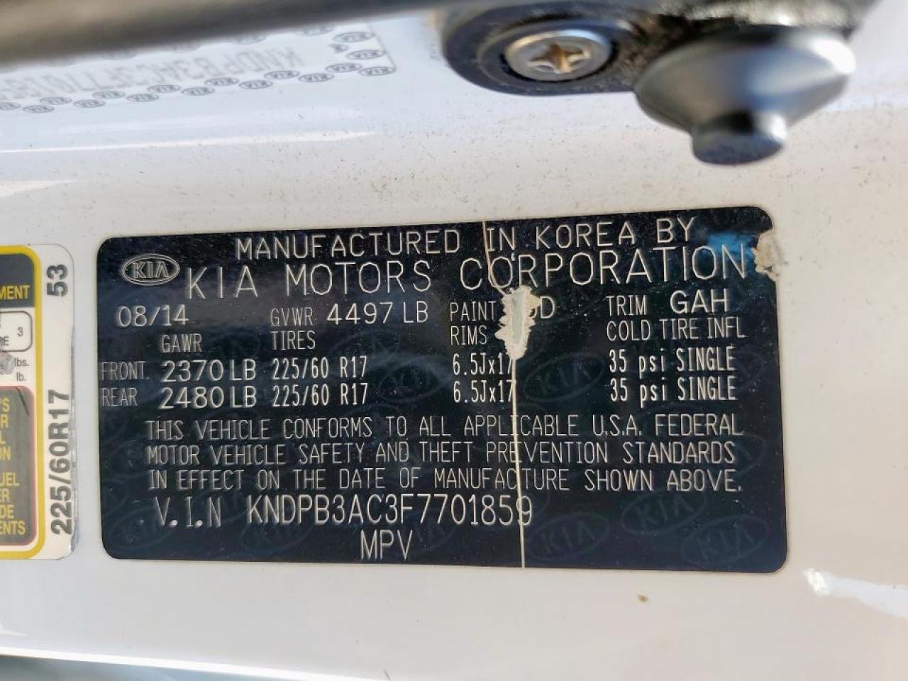 kndpb3ac3f7701859 KNDPB3AC3F7701859 2015 Kia Sportage Lx