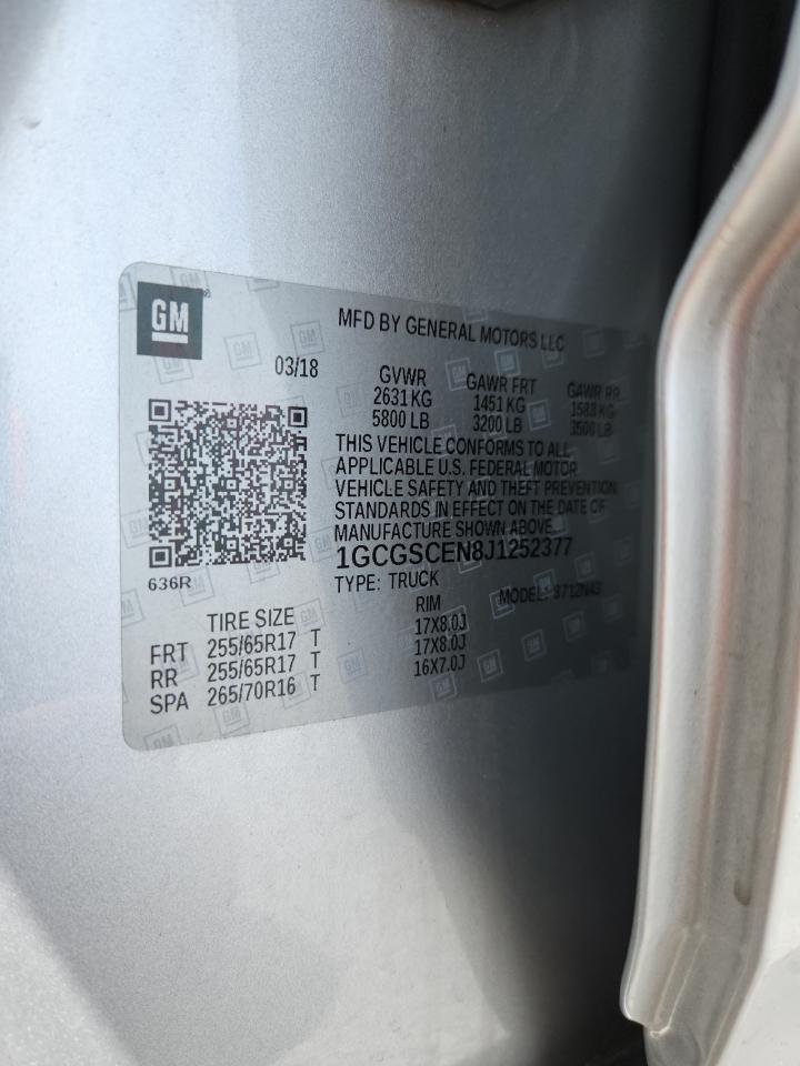 2018 Chevrolet Colorado Lt VIN: 1GCGSCEN8J1252377 Lot: 66364585