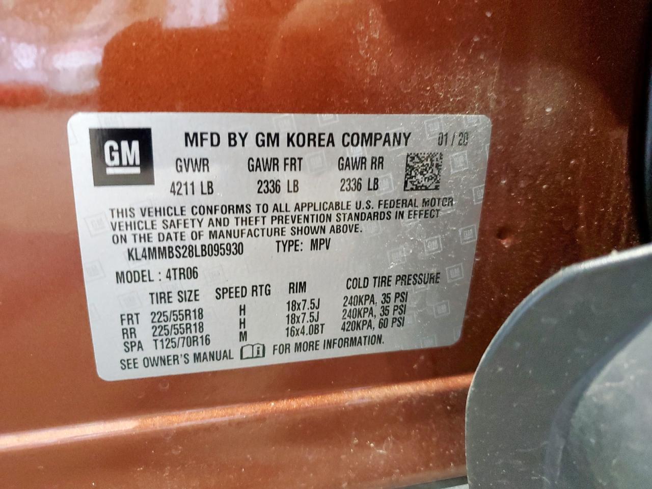 kl4mmbs28lb095930 KL4MMBS28LB095930 2020 Buick Encore Gx Preferred