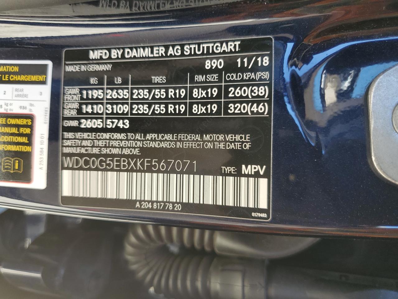 2019 Mercedes-Benz Glc 350E VIN: WDC0G5EBXKF567071 Lot: 63865985