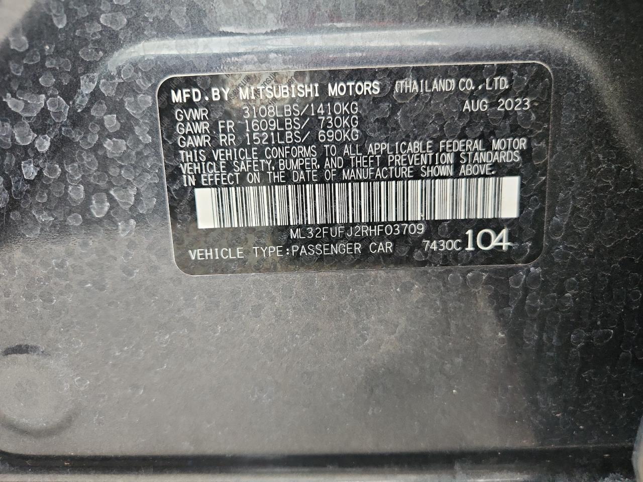 2024 Mitsubishi Mirage G4 Es VIN: ML32FUFJ2RHF03709 Lot: 64146705