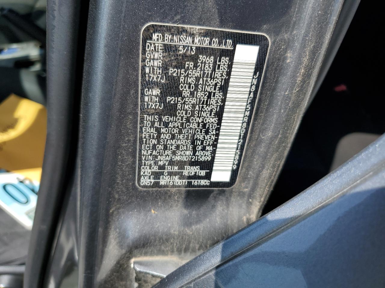 2013 Nissan Juke S VIN: JN8AF5MR8DT215899 Lot: 65989565