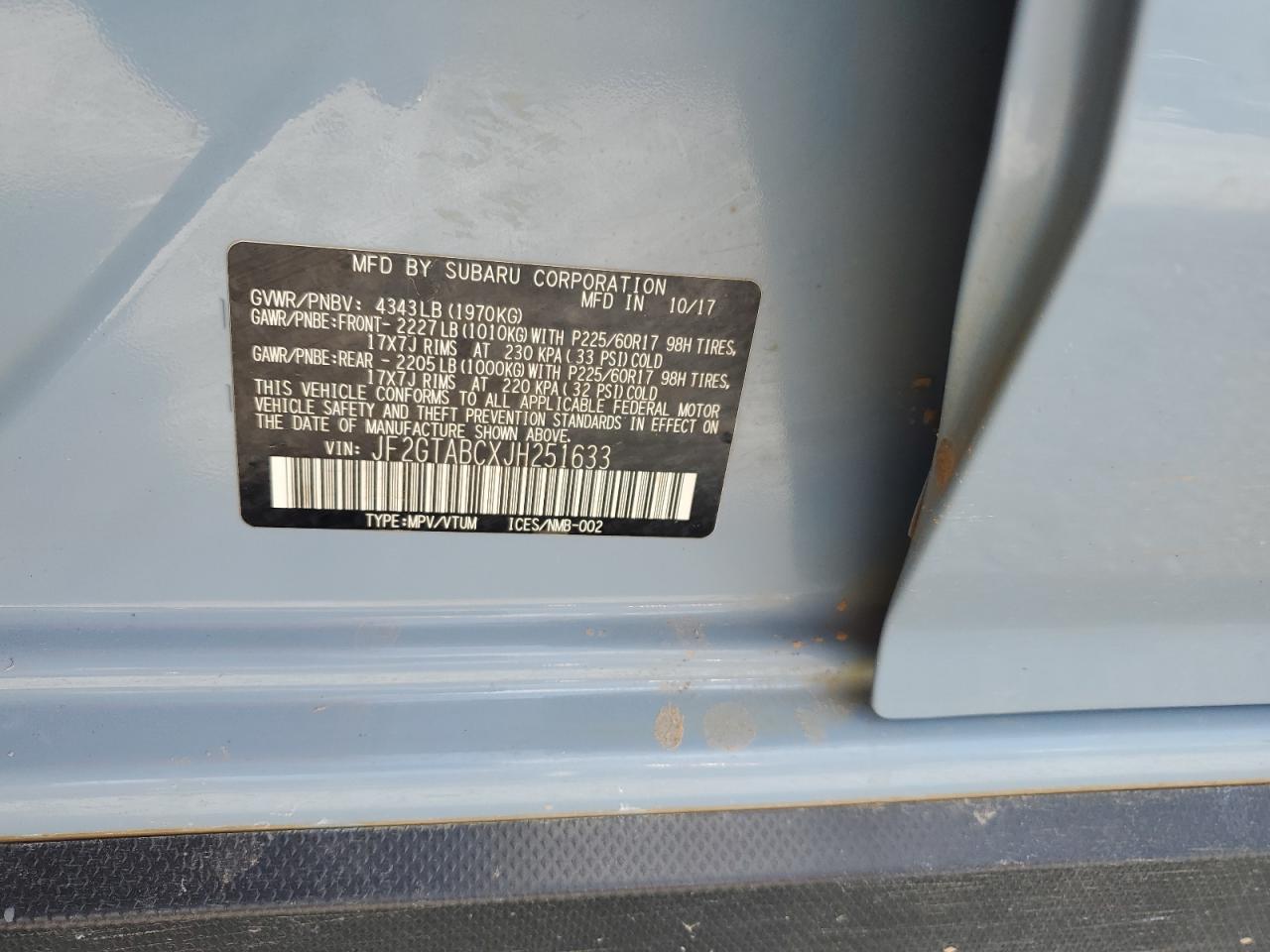 2018 Subaru Crosstrek Premium VIN: JF2GTABCXJH251633 Lot: 65762515