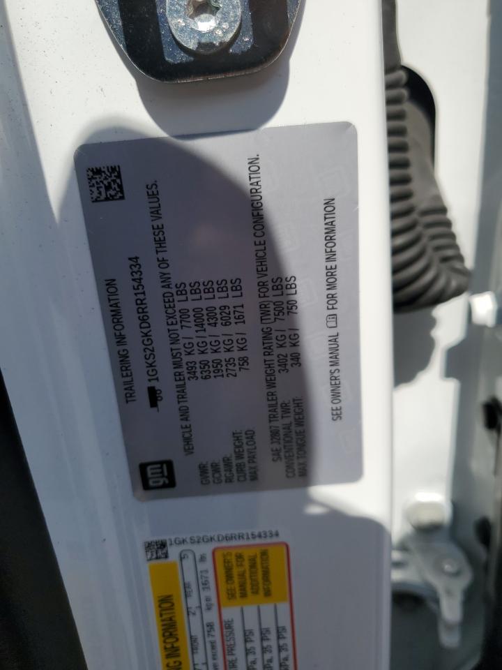 2024 GMC Yukon Xl K1500 Slt VIN: 1GKS2GKD6RR154334 Lot: 65593395