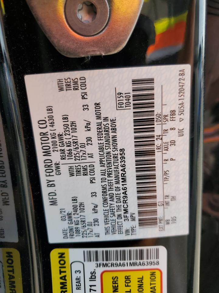 2021 Ford Bronco Sport VIN: 3FMCR9A61MRA63958 Lot: 63380785